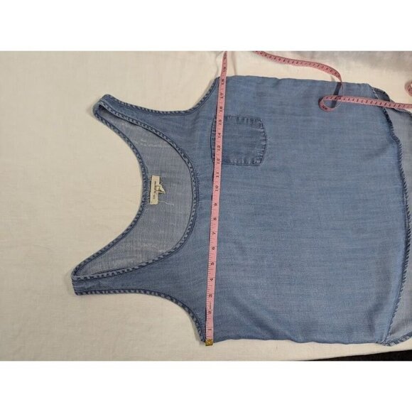 Life in Progress women's small denim tank top western print on back Lyocell I6 - Picture 4 of 5